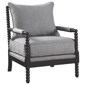 Blanchett Gray and Black Linen-like Fabric Cushion Back Accent Chair