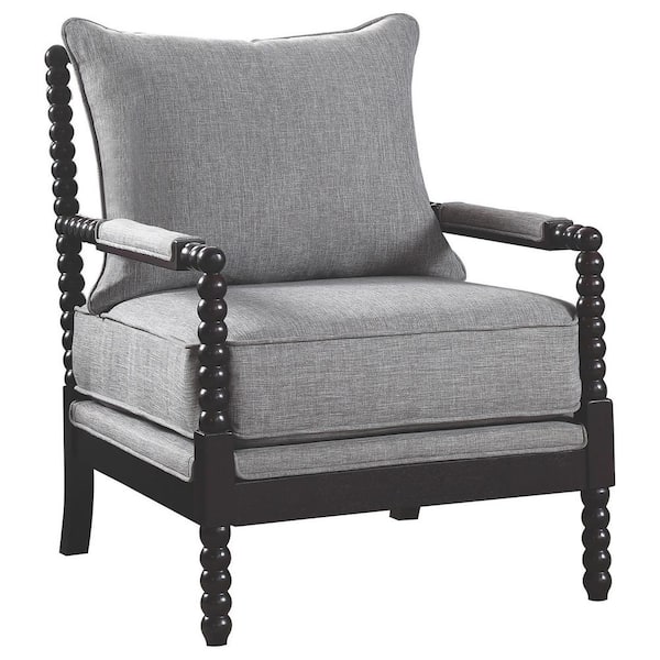 Coaster Blanchett Gray and Black Linen-like Fabric Cushion Back Accent Chair