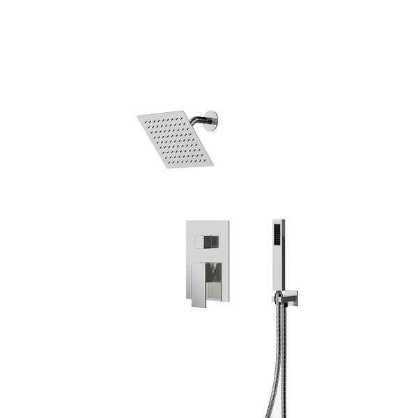 Crozet 2-Spray Wall Mount Rain Shower Head and Handheld Shower Faucet 1.8 GPM in Polished Chrome (Valve Included)