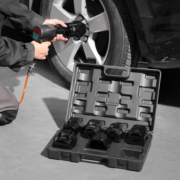 SKYSHALO Wheel Bearing Locknut Socket Set, 1/2 in. Drive 7-Piece