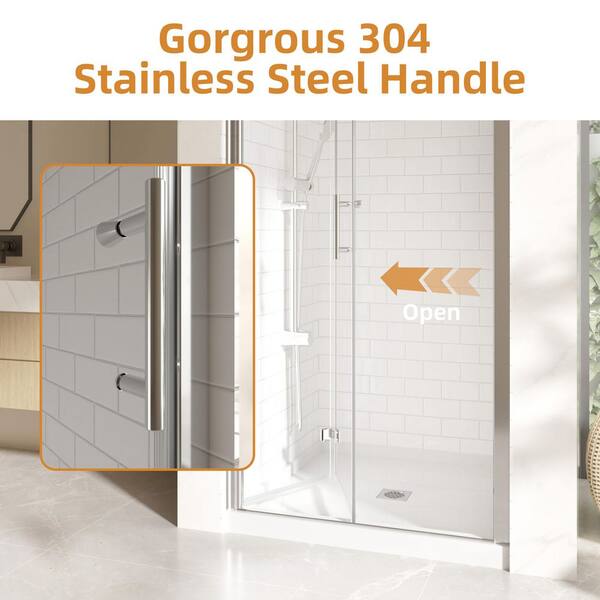 ACE DECOR Frameless Pivot Bifold Glass Shower Door, 34-35.4 in