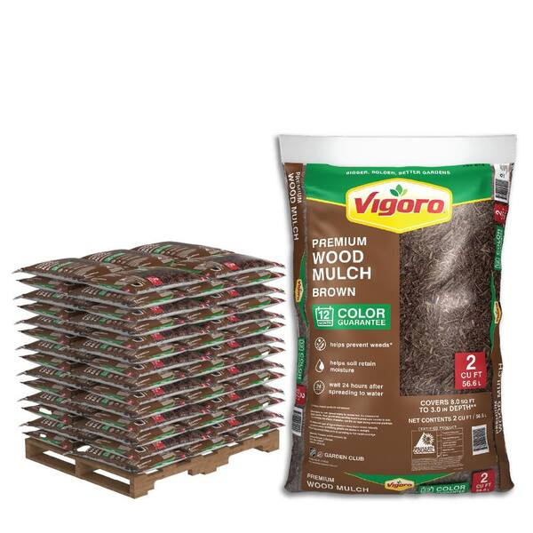 Vigoro 2 cu. ft. Premium Brown Wood Shredded Bagged Mulch