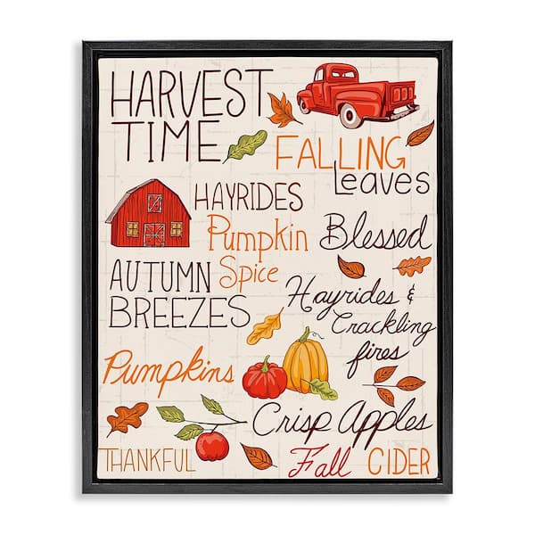 Stupell Industries Harvest Time Phrases by Diane Labombarbe 1-Piece Floater Frame Graphic Print Travel Poster Art Print 31 in. x 25 in.