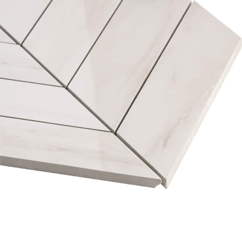 Dolomite Snow Polished Porcelain Marble Look Mosaic Tile