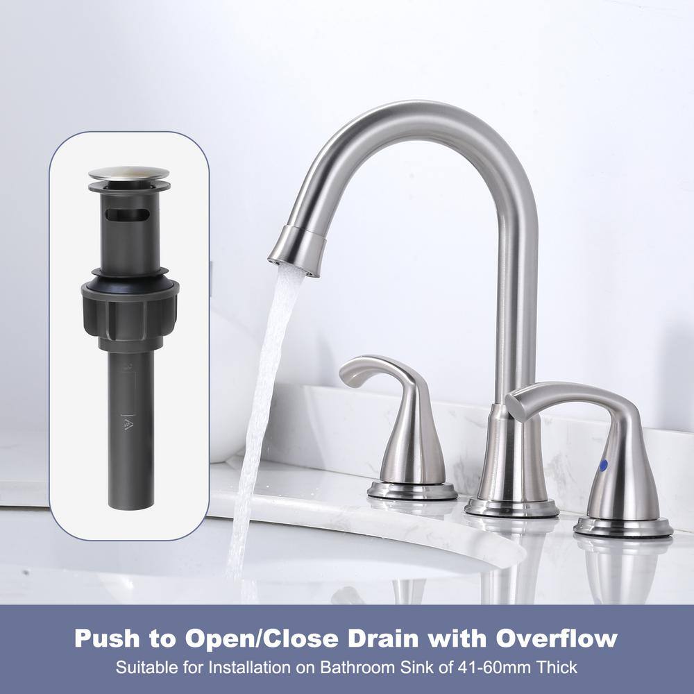 Brushed Nickel Double Handle Widespread Bathroom Faucet with Drain Assembly