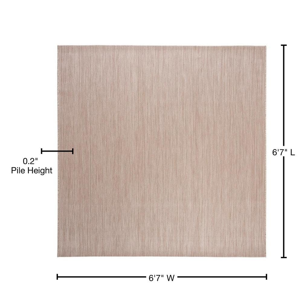 Beige Square Easy Care Synthetic Outdoor Rug