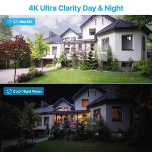 Ultra HD 4K 8-Channel 2TB PoE NVR Home Security Camera System with 6 Wired 8MP Spotlight Cameras, 2-Way Audio