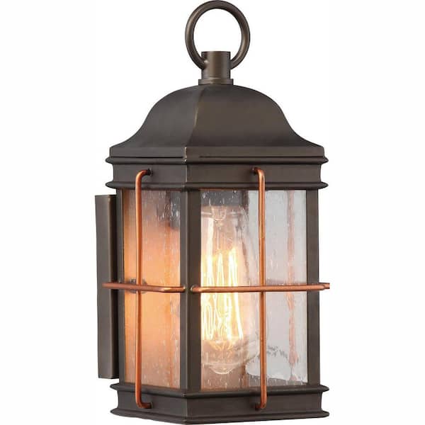 1-Light Bronze Outdoor Wall Lantern Sconce