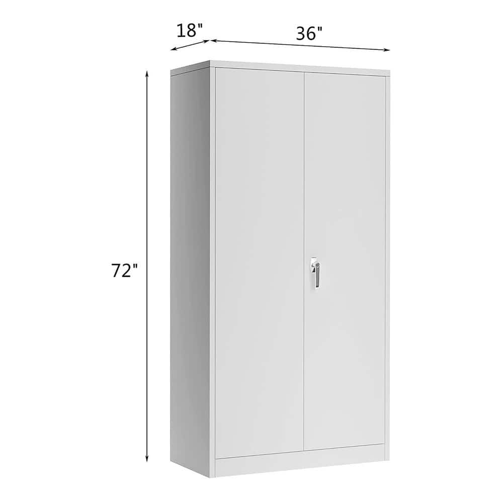 Gray 72 Inch Lockable Office Storage Cabinet with Adjustable Shelves