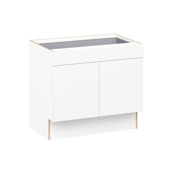 Timberline 36 in W x 24 in D x 32.5 in. H Assembled Slab Accessible ADA Base Kitchen Cabinet in Bright White with Drawer