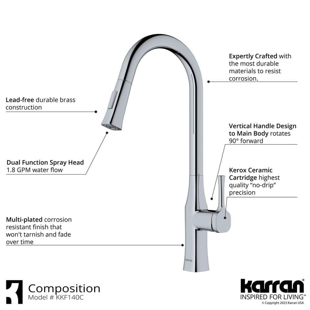 Chrome Single Handle Pull-Down Sprayer Kitchen Faucet