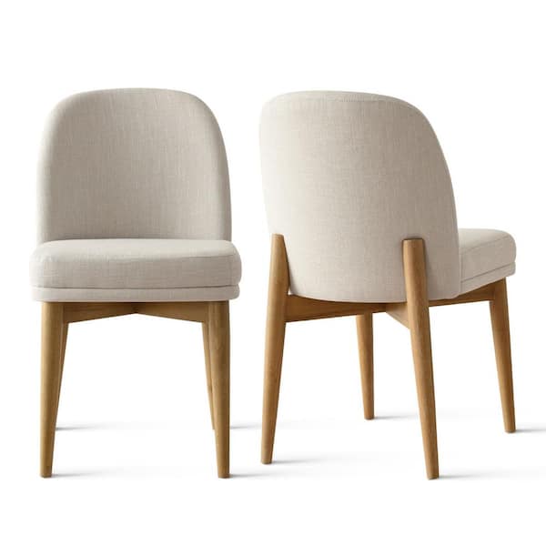 LAOTIES Beige Linen Upholstered Parson Chair(Set of 2)