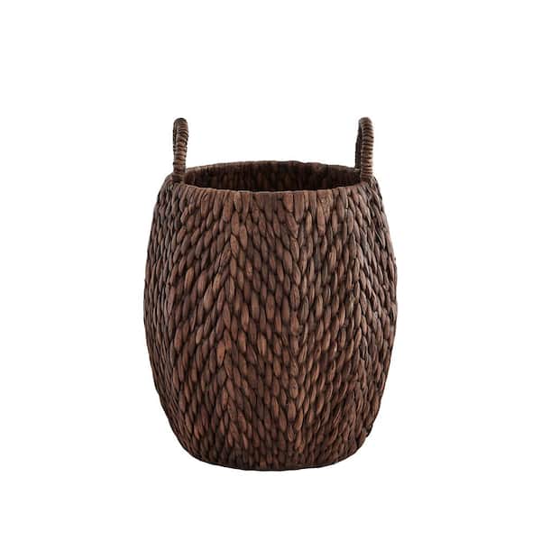 Home Decorators Collection Round Brown Woven Water Hyacinth Decorative Poppy Basket