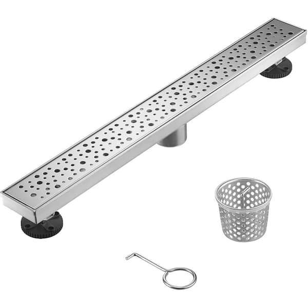 Elegante Drain Collection 24 in. Linear Stainless Steel Shower Drain with Rain Drop Pattern