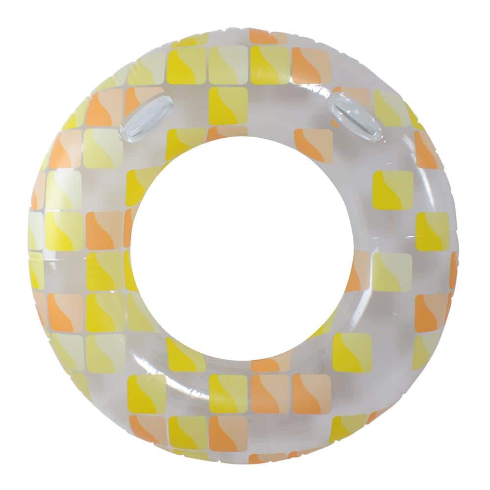 Pool Central 47 in. Yellow and Orange Inflatable Inner Tube Float with Handles -  32041065