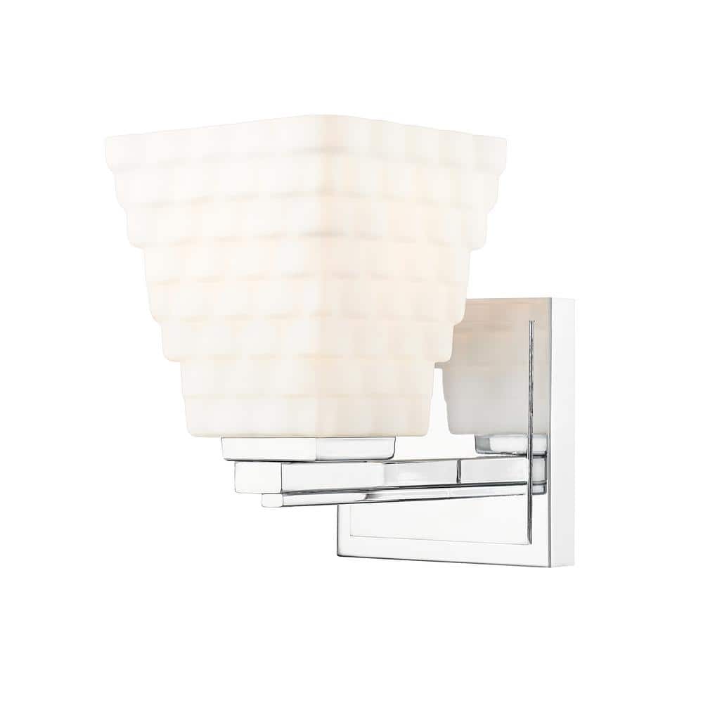 Annalise 1-Light Chrome Wall Sconce with Matte Opal Glass Shade