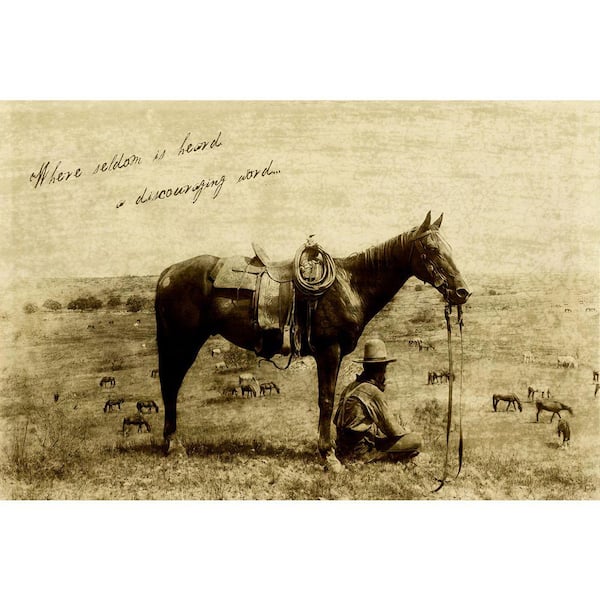 VENICE BEACH Collections Cowboy and Horse Home on the Range by Grotto Studios Unframed Graphic Print Abstract Poster Art Print 24 in. x 36 in.