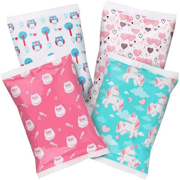 Angel Sar Reusable Lightweight Long Lasting Ice Packs in Hearts Prints for Cooler Beach Bags and Lunch Box (4-Pack)