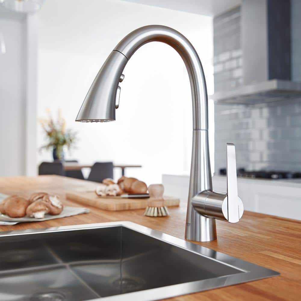 Modern Black Metal Kitchen Faucet with Triple Spray and Pull-out Feature