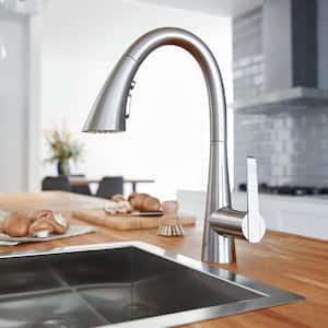 Zedra Single-Handle Bar Faucet with Pull-Out Sprayer in Super Steel