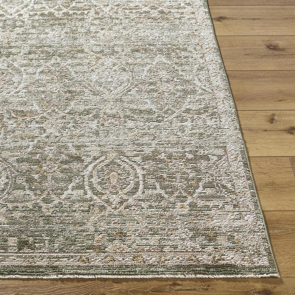Myrtle Avenue Olive and Taupe Vintage Moroccan Area Rug, 5'3" x 7'7"