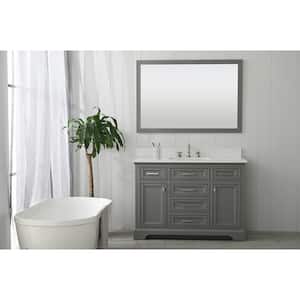 Milano 48 in. W x 22 in. D Bath Vanity in Gray with Quartz Vanity Top in White with White Basin