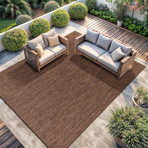 CAMILSON Sunshine Solid Gold 6 ft. x 9 ft. Indoor Outdoor Area Rug