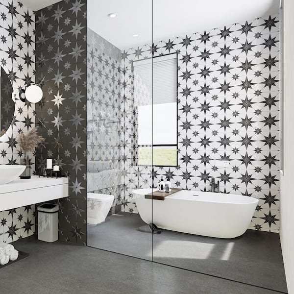 Stella Luxe Nero 9-3/4 in. x 9-3/4 in. Porcelain Floor and Wall Tile (10.88 sq. ft./Case)
