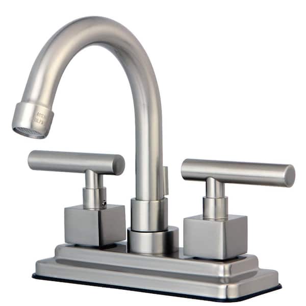 Kingston Brass Claremont 4 in. Centerset 2-Handle Bathroom Faucet in Brushed Nickel