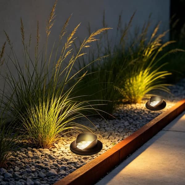 4-PACK Low Voltage 420 Lumens Bronze Outdoor Integrated LED In Ground Well Light 3000K