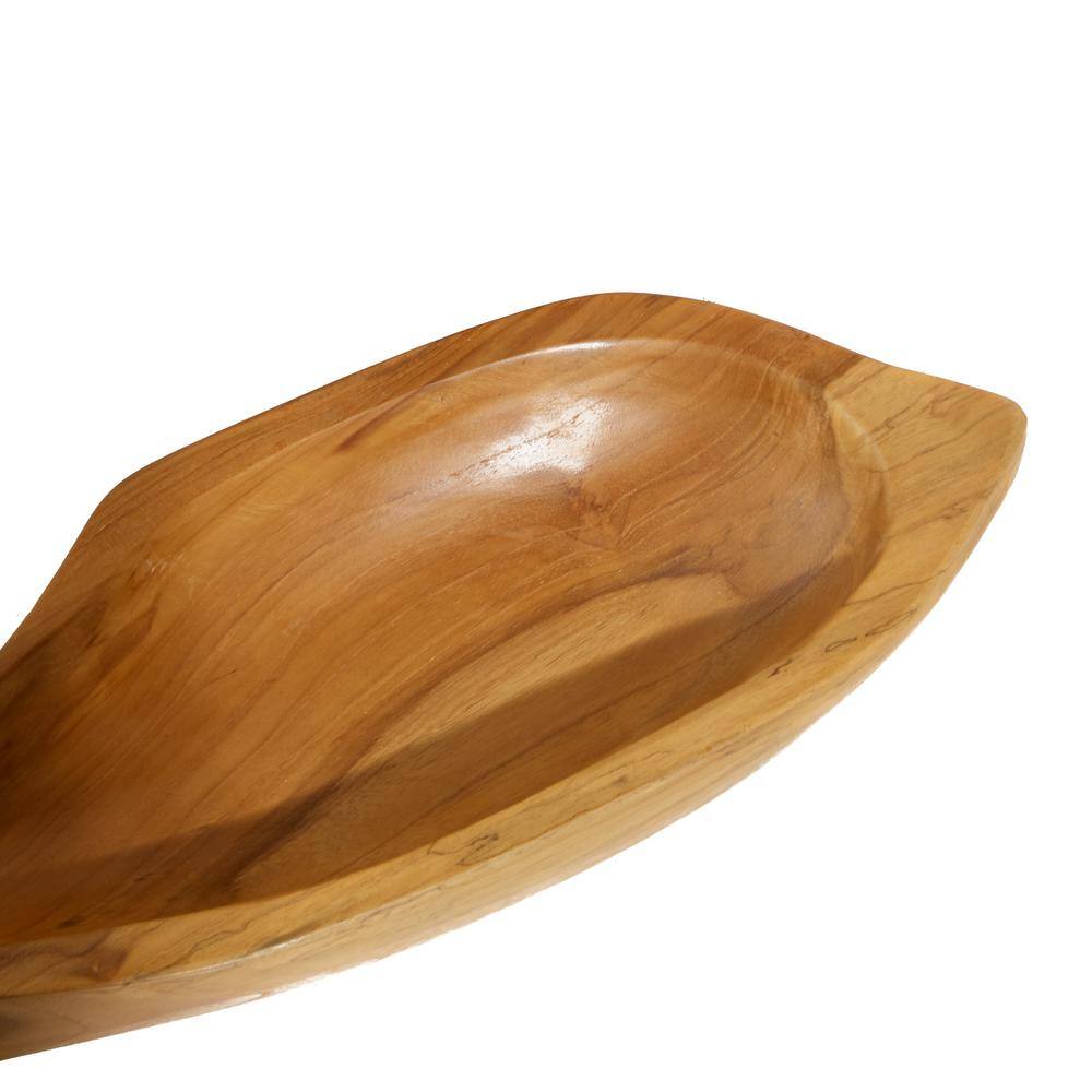 Natural Brown Teak Wood Fish Shaped Decorative Tray Set