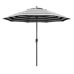 9 ft. Black Aluminum Market Patio Umbrella Auto Tilt in Cabana Classic Sunbrella