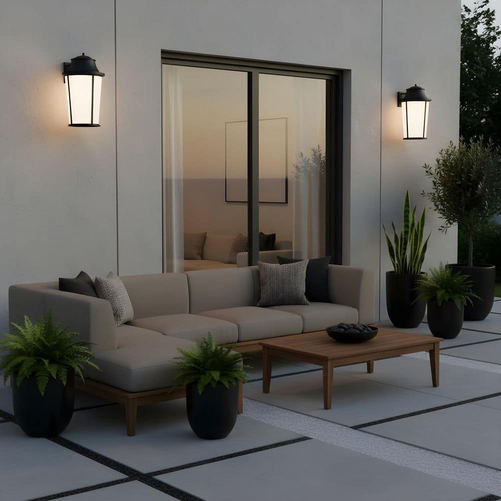 Portola Extra Large Textured Black Traditional Outdoor Hardwired Lantern Sconce with White Glass, No Bulb Included price history on PriceWatchPro