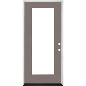 Legacy 30 in. x 80 in. Full-Lite Clear Glass LHIS Primed Kindling Finish Fiberglass Prehung Front Door