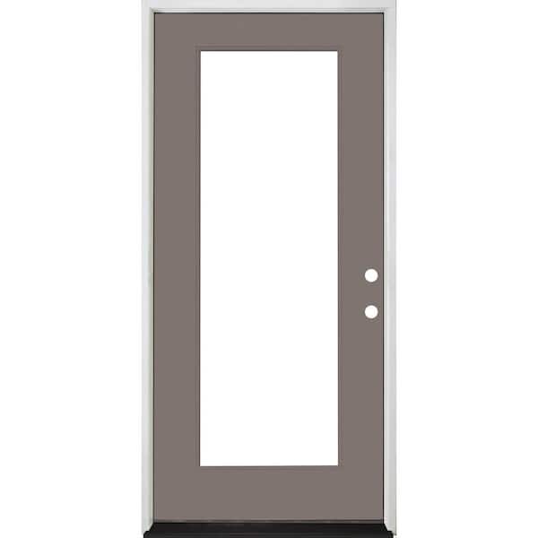Steves & Sons Legacy 30 in. x 80 in. Full-Lite Clear Glass LHIS Kindling Finish Fiberglass Prehung Front Door