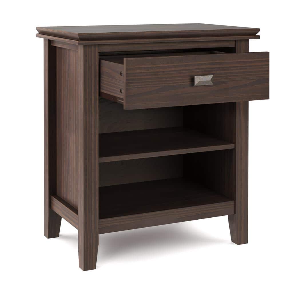 Warm Walnut Brown 24" Nightstand with Drawer and Shelf
