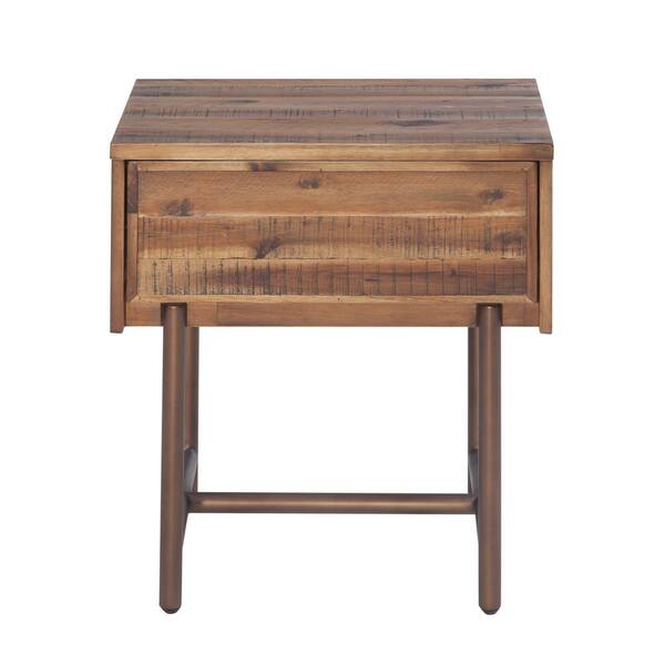 Unbranded Bushwick 1-Drawer Brown Accacia Wood Nighstand