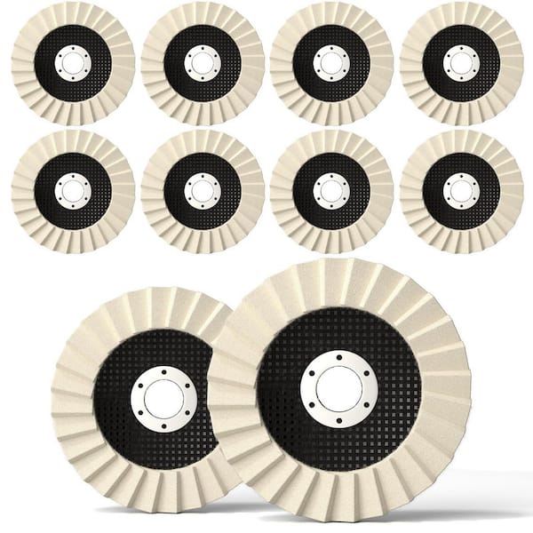 4.5 in. Wool Felt Polishing Wheel with Fiberglass Backing for Angle Grinder Rust Removal Metal Restoration (10-Pack)