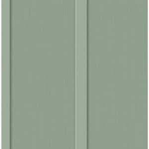 Sage Green Faux Board and Batten Prepasted Paper Wallpaper Roll