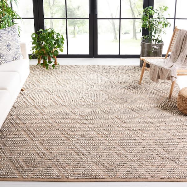 Natura 8 ft. x 10 ft. Natural/Gray Diamond Striped Area Rug