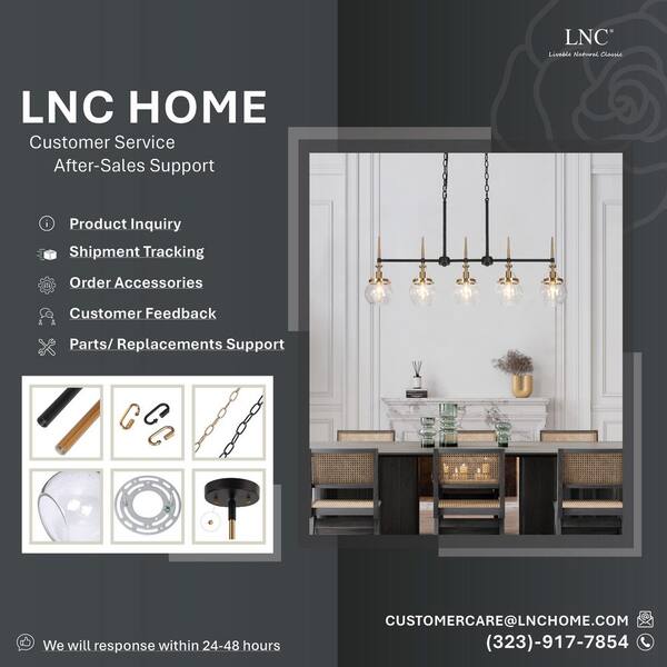LNC 36 in. Transitional 5-Light Black and Brass Linear