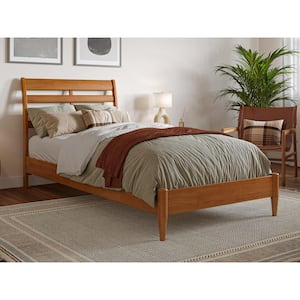 Savannah Light Toffee Natural Bronze Solid Wood Frame Twin XL Low Profile Platform Bed
