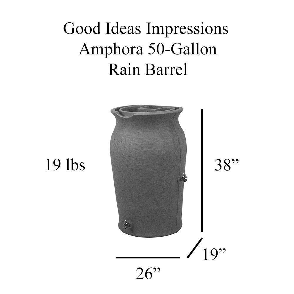 Sandstone Plastic Rain Barrel with Planter Top