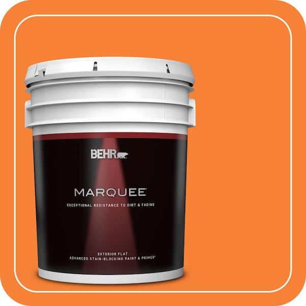 BEHR MARQUEE 5 gal. #230B-6 Orange Burst Flat Exterior Paint & Primer