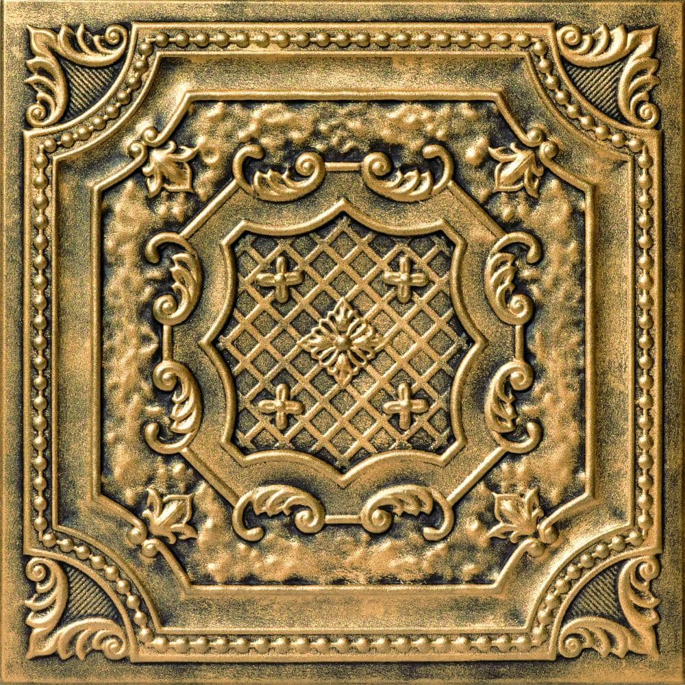 Antique Brass Faux Tin Glue-Up Ceiling Tile Set