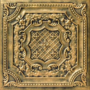 Bijou and Bee Bee Antique Brass 1.6 ft. x 1.6 ft. Decorative Foam Glue Up Ceiling Tile (21.6 sq. ft./case)