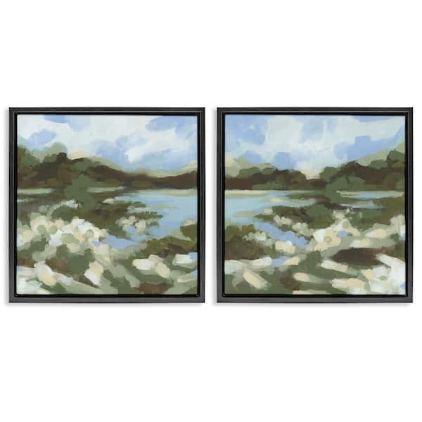 Stupell Industries Vivid Impressionist Landscape by June Erica Vess 2 Pieces Black Floater Frame Nature Graphic Art Print 25 in. x 25 in.