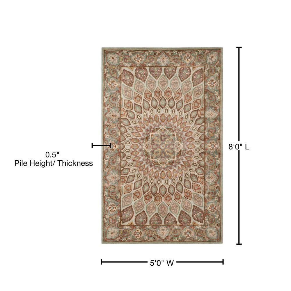 Hand-Tufted Heritage Blue/Grey Wool Area Rug 59" x 84"