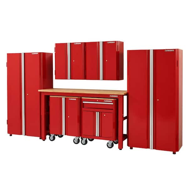 Husky 7-Piece Ready-to-Assemble Steel Garage Storage System in Red (145 in. W x 98 in. H x 24 in. D )