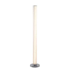49 in. White 1 Light 1-Way (On/Off) Column Floor Lamp for Bedroom with Acrylic Cylin.der Shade